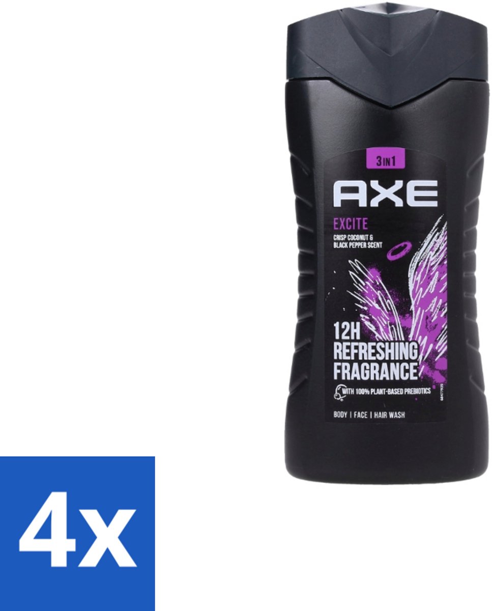 AXE – Douchegel – Excite – 250 ml - Voordeelverpakking - 4 stuks