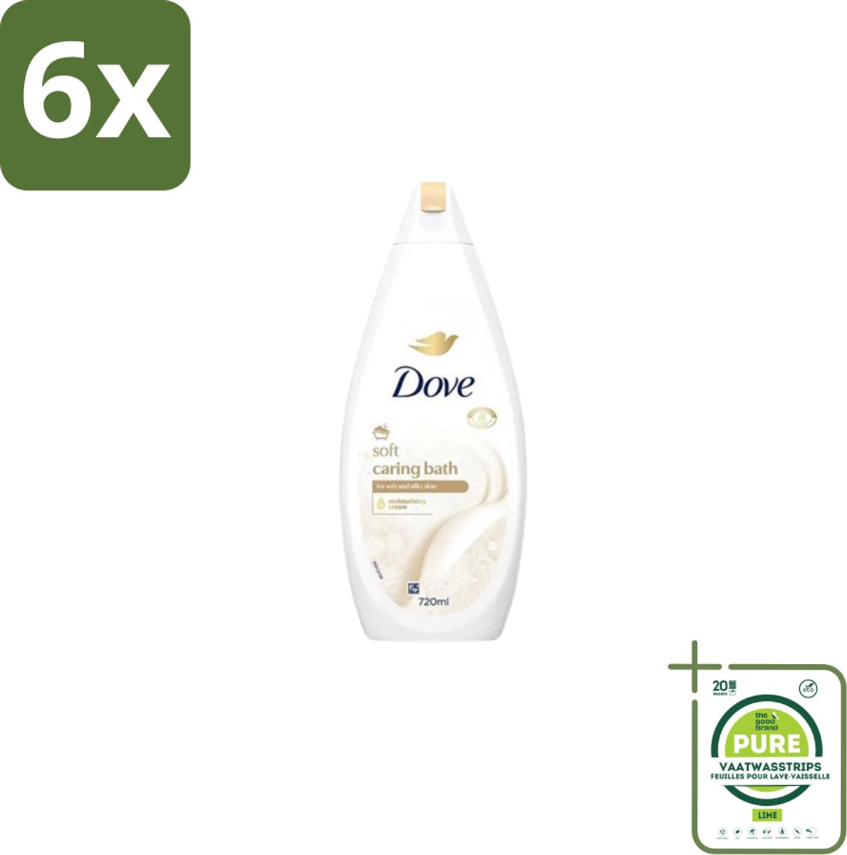 Dove – Badcrème – Soft – 720 ml - Voordeelverpakking - 6 stuks - Douchegel - Zachte reiniging