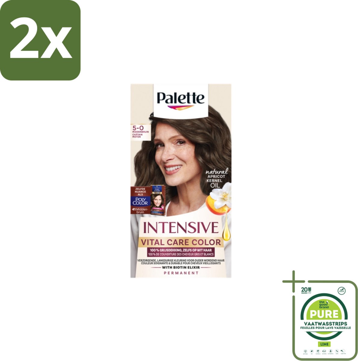 Poly Palette – Haarverf – 5-0 Middenbruin – 115 ml - Voordeelverpakking - 2 stuks - Haarkleuring - Grijsdekking