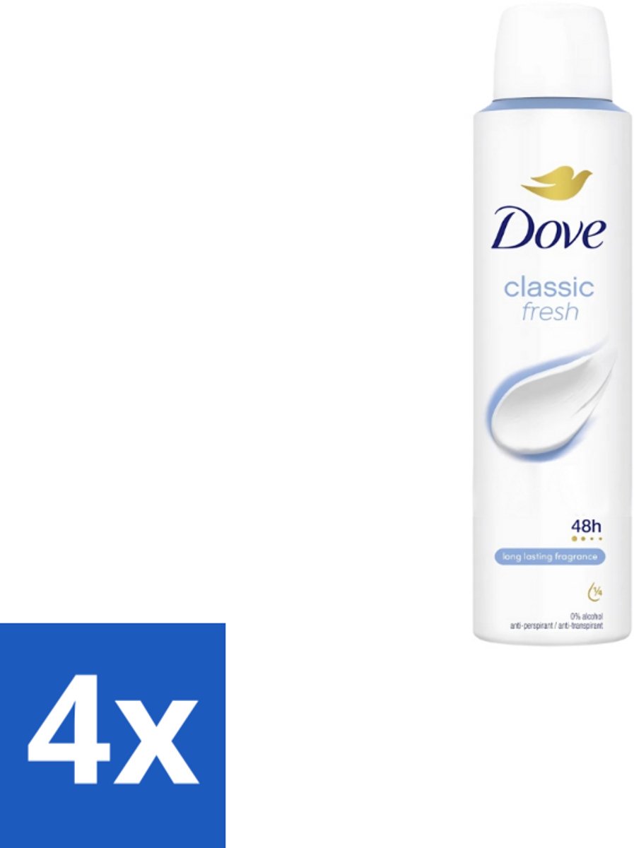 Dove – Deodorant Spray – Classic Fresh – 200 ml - Voordeelverpakking - 4 stuks