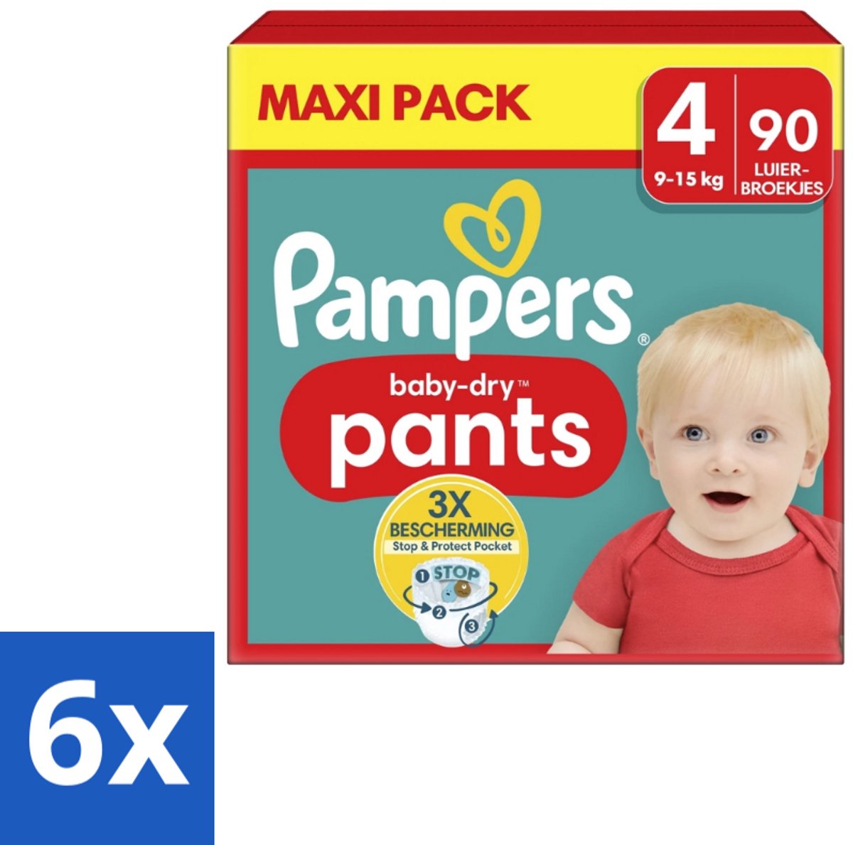 Pampers – Luierbroekjes – Baby Dry Pants Maat 4 – 90 Luiers - Voordeelverpakking - 6 stuks