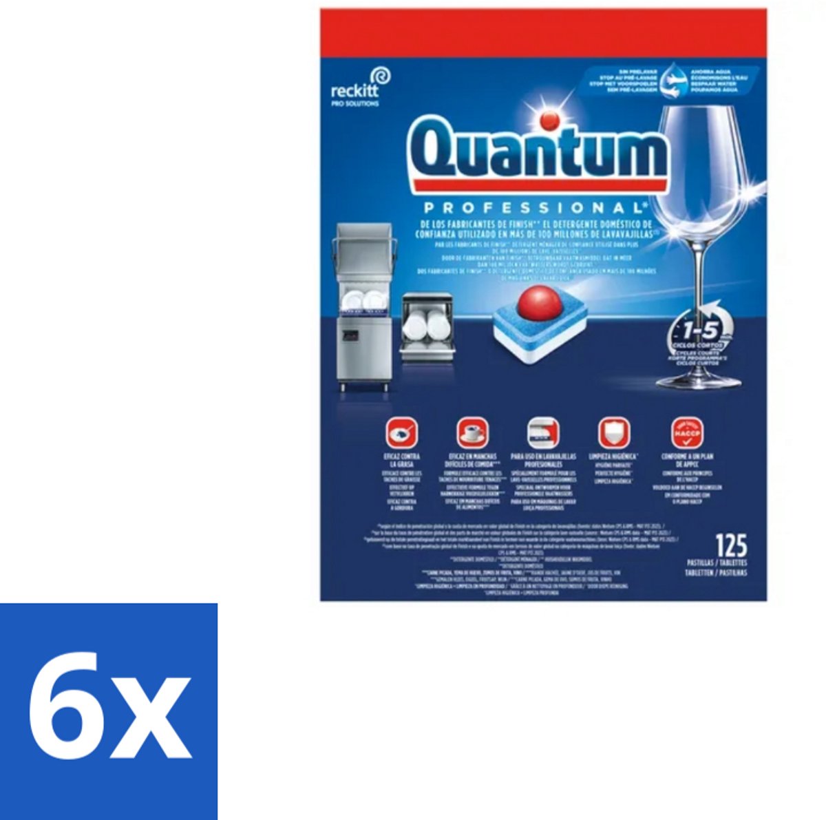 Finish – Vaatwastabletten – Quantum Pro All-in-One – 125 Capsules - Voordeelverpakking - 6 stuks
