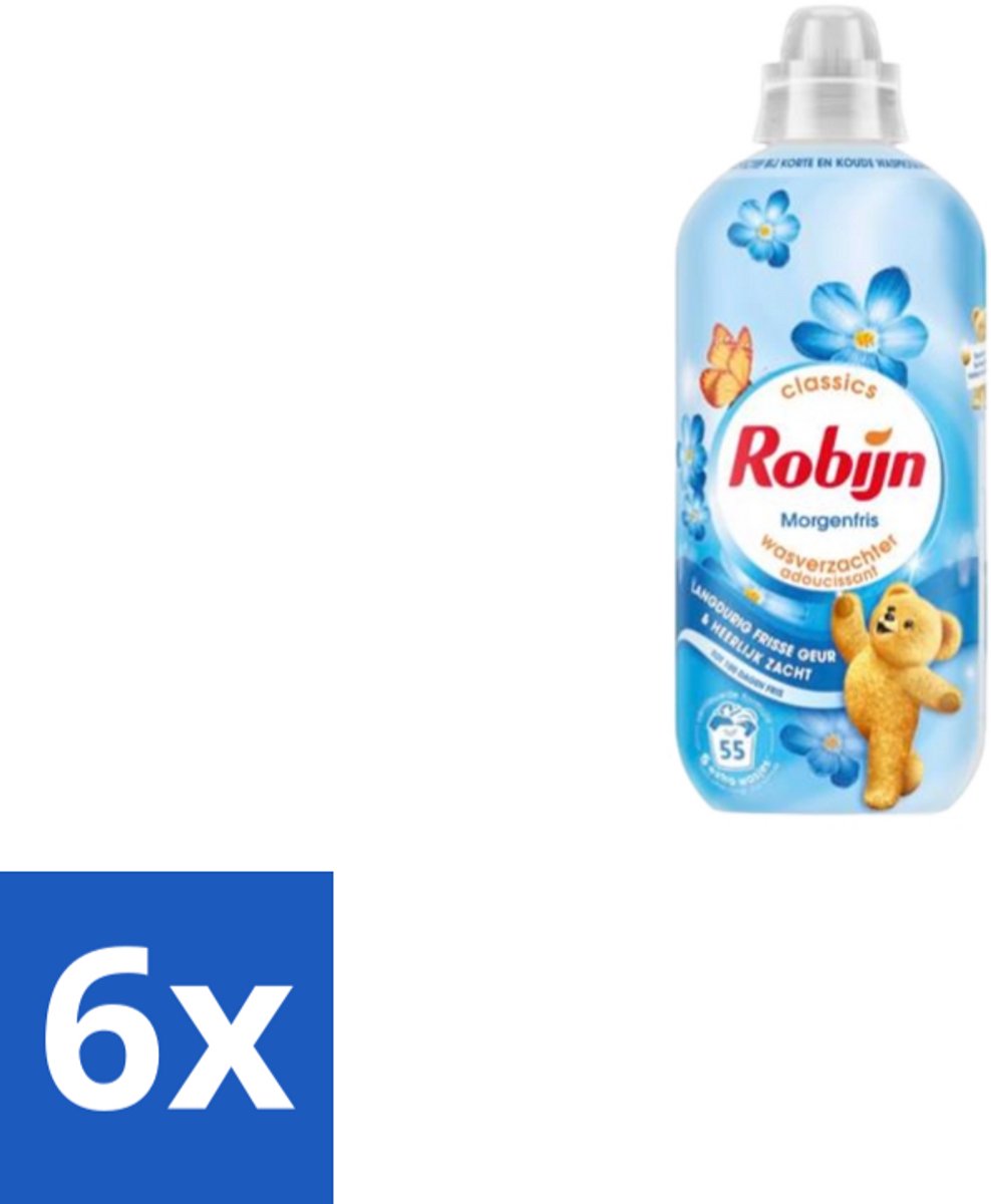 Robijn – Wasverzachter – Morgenfris – 1,1 L - Voordeelverpakking - 6 stuks