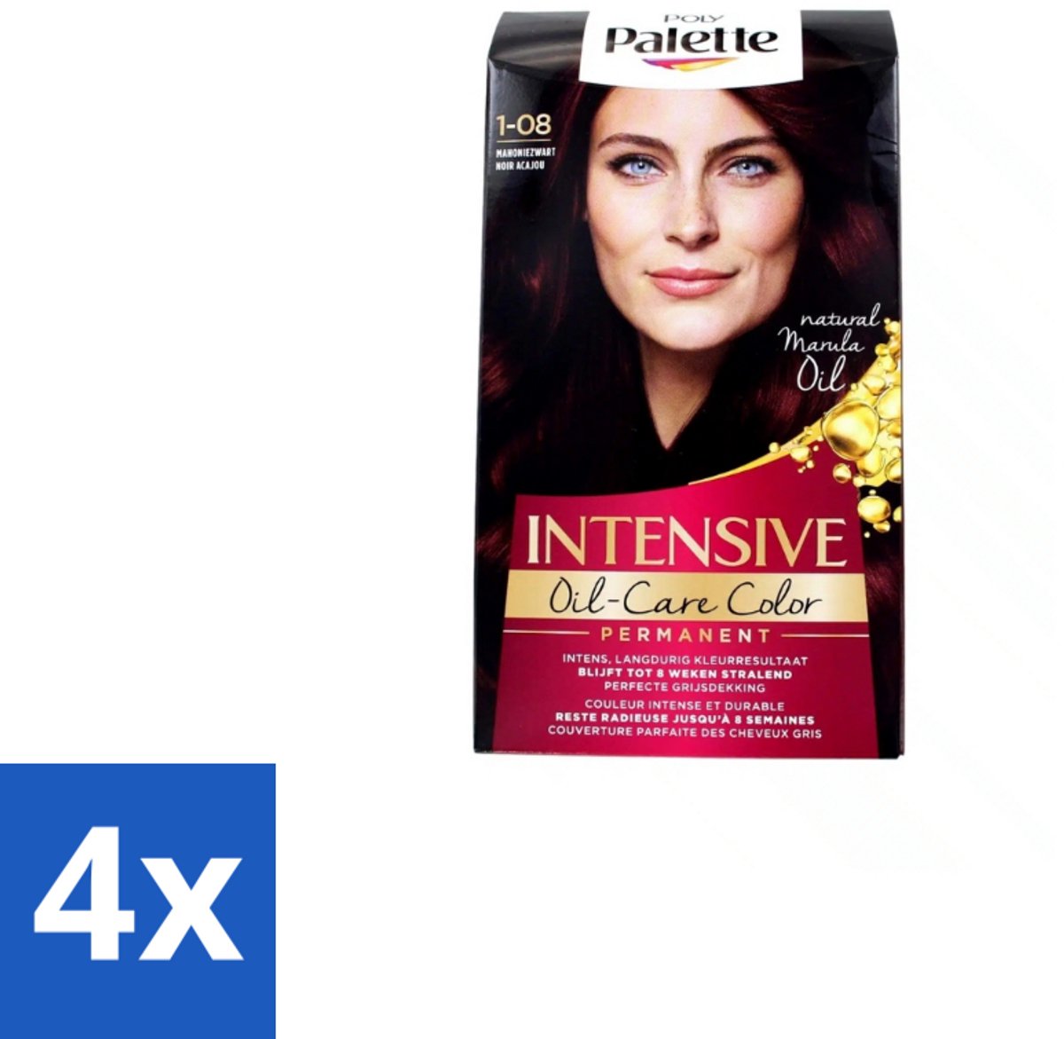 4 x Poly Palette – Haarverf – 45505 Mahoniezwart – 115 ml - Donker Haar Kleuren - Mahoniezwarte Haarkleur - Warme Mahonietonen - Diepzwarte Haarkleur - Haarverzorging