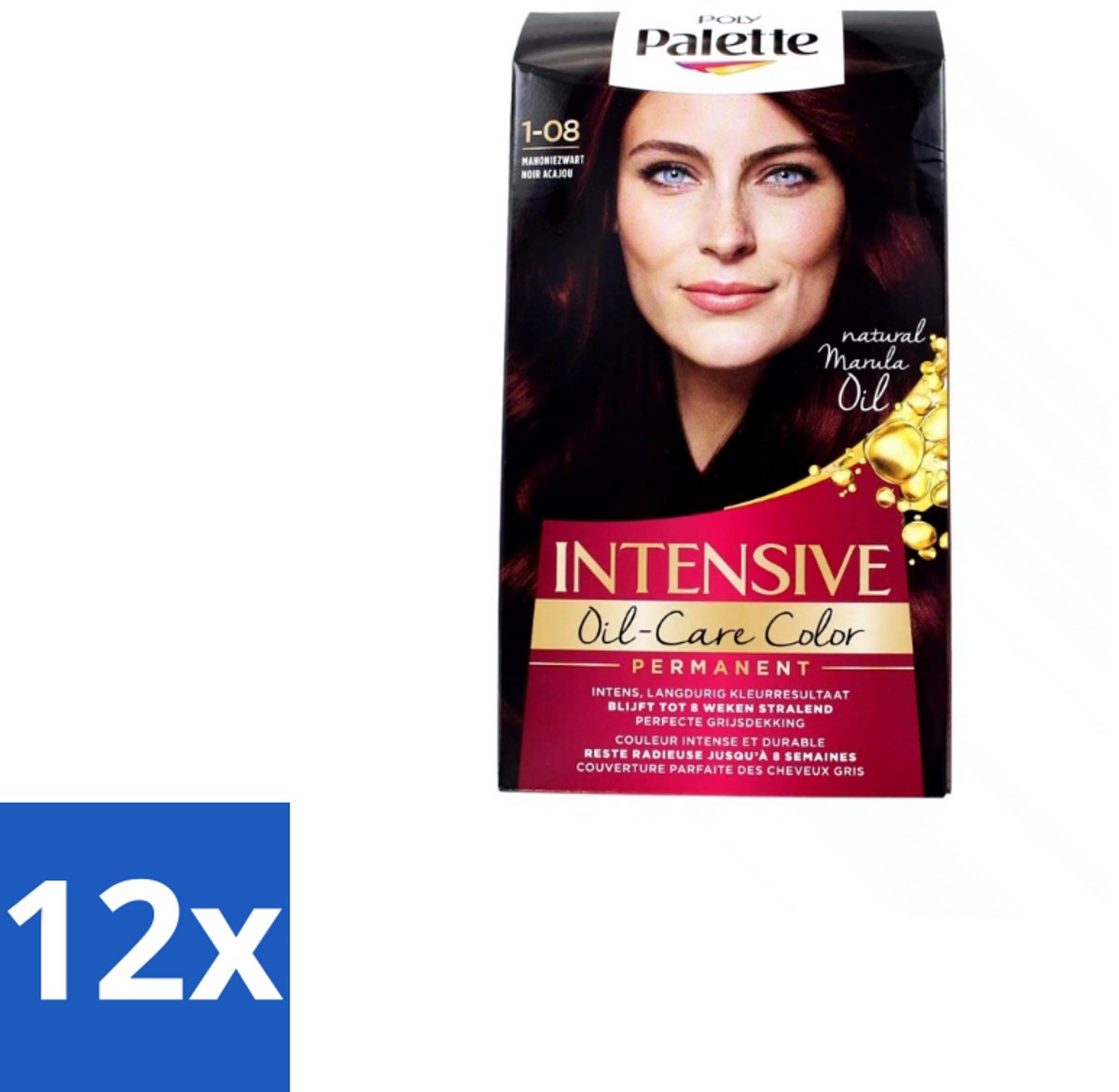 12 x Poly Palette – Haarverf – 45505 Mahoniezwart – 115 ml - Donker Haar Kleuren - Mahoniezwarte Haarkleur - Warme Mahonietonen - Diepzwarte Haarkleur - Haarverzorging