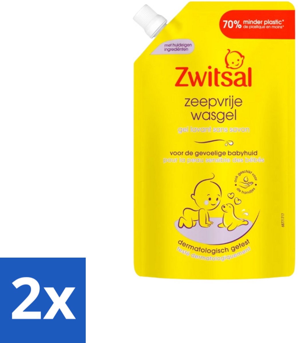 2 x Zwitsal – Wasgel Navulling – Zeepvrij – 500 ml - Babyhuid Verzorging - Zwitsal Wasgel - Baby Wasgel - Babyhuid Reinigen - Hydraterende Wasgel