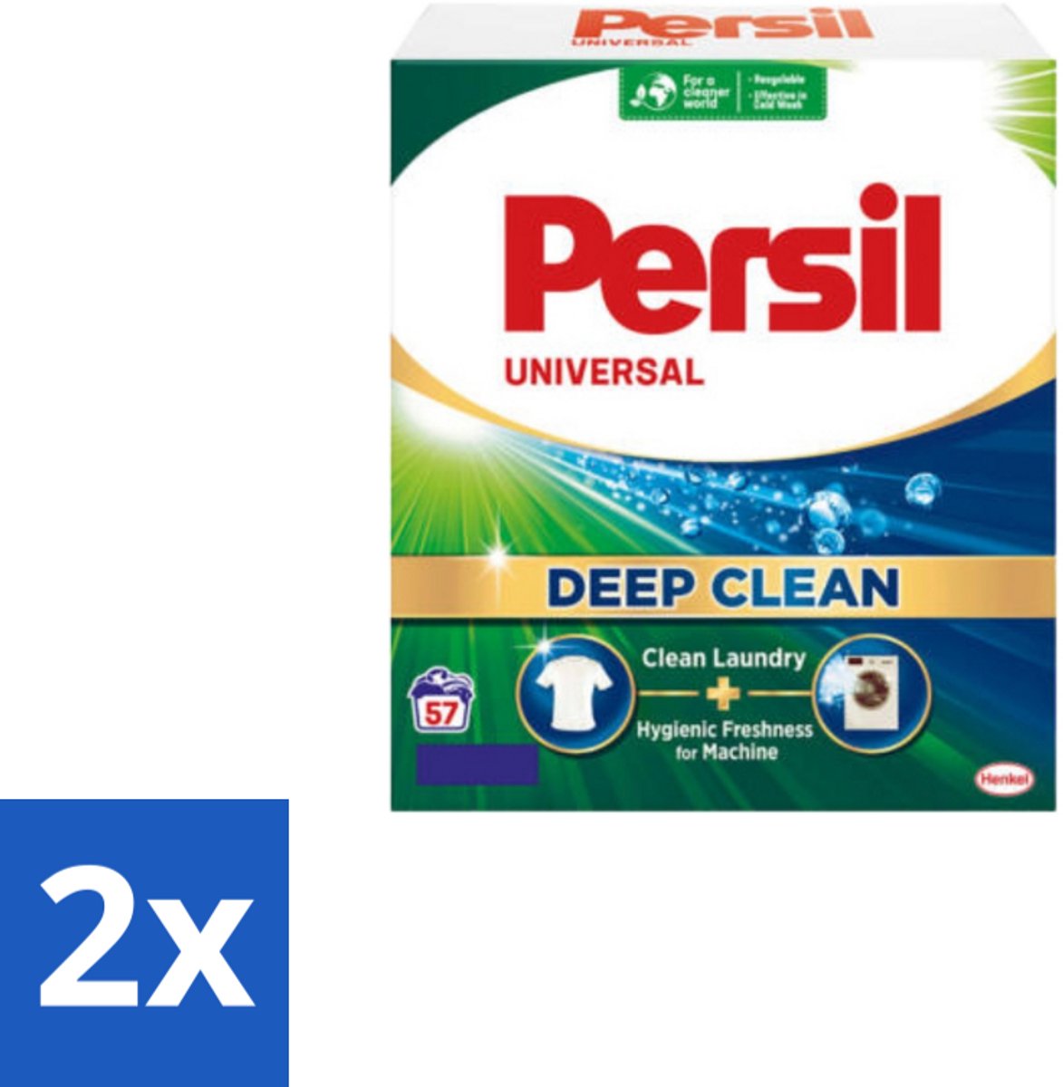 2 x Persil – Waspoeder – Witte Was - 57 Wasbeurten - Wasmiddel - Waspoeder - Diep Reinigen - Vlekken Verwijderen - Frisheid
