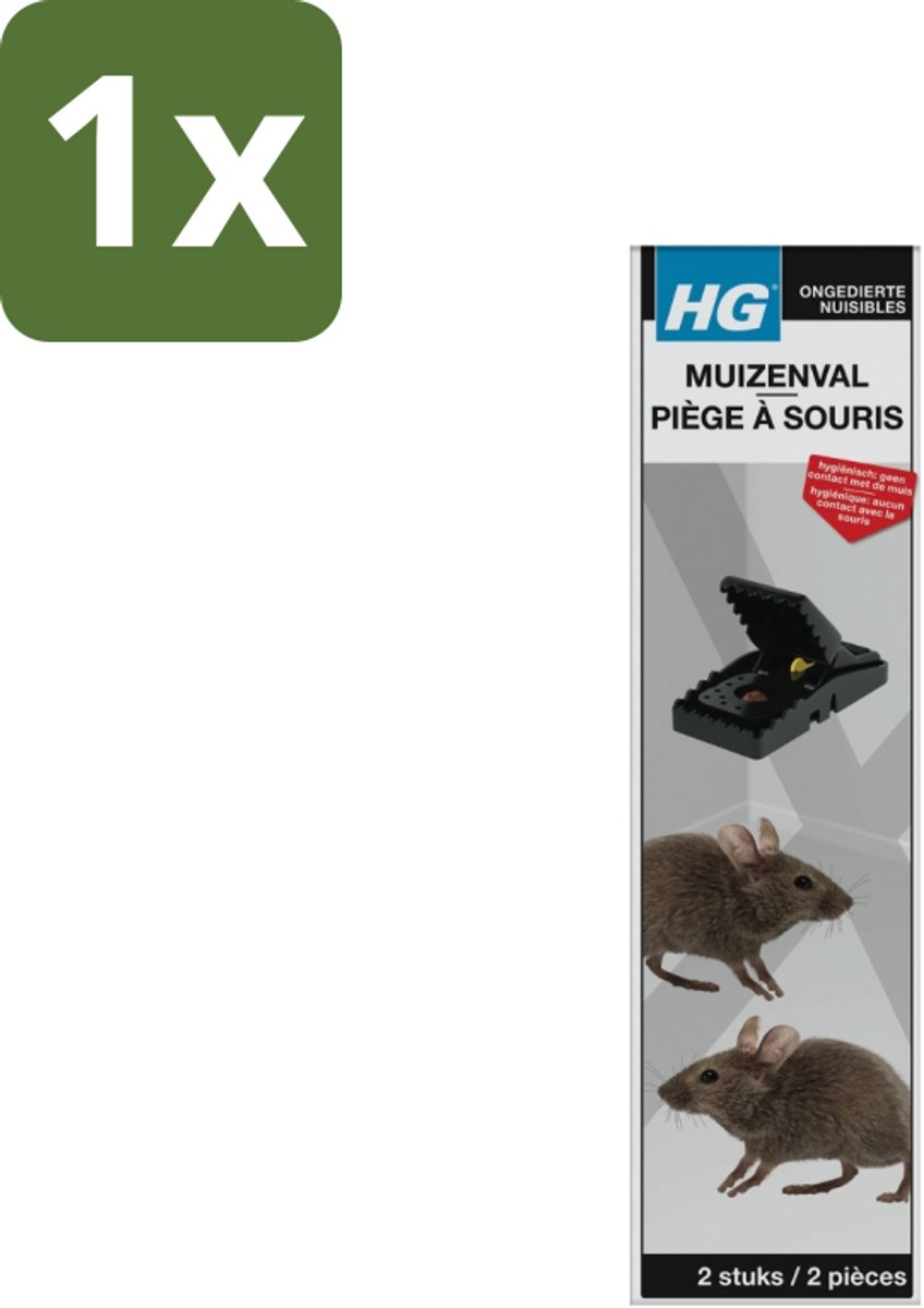 1 x HG X - Muizenval - Zeer Effectief & Hygiënisch - 2 Vallen - Muizenval - Muizenbestrijding - Hygiëne - Herbruikbare Muizenval - Effectieve Muizenval