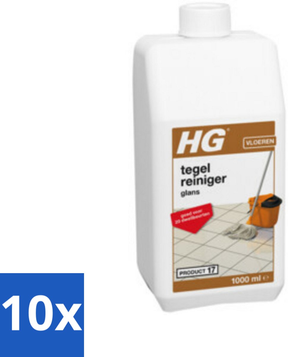 10 x HG Tegelreiniger Glans 1 liter - Tegelreiniger - Glans Herstellen - Biologisch Afbreekbaar - Vloer Reinigen - Tegel Reinigen
