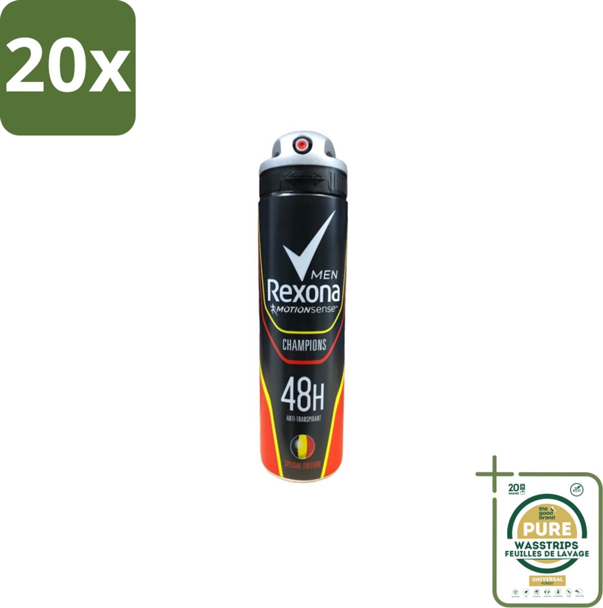 20 x Rexona – Deodorant Spray – Champions – 150 ml - Grootverpakking - Deodorant Spray - Sportieve Geur - Zweetbestendig - Frisheid - Mannen Deodorant