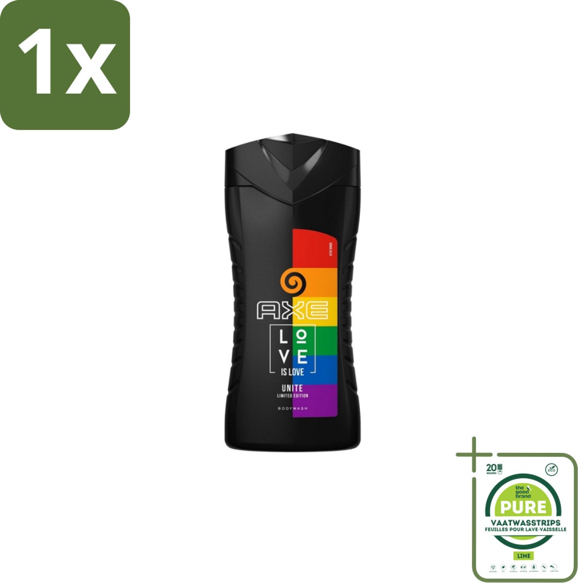 1 x AXE – Bodywash – Unite Love Is Love – 250 ml - Douchegel - Africa - Frisheid - Schuim - Reiniging