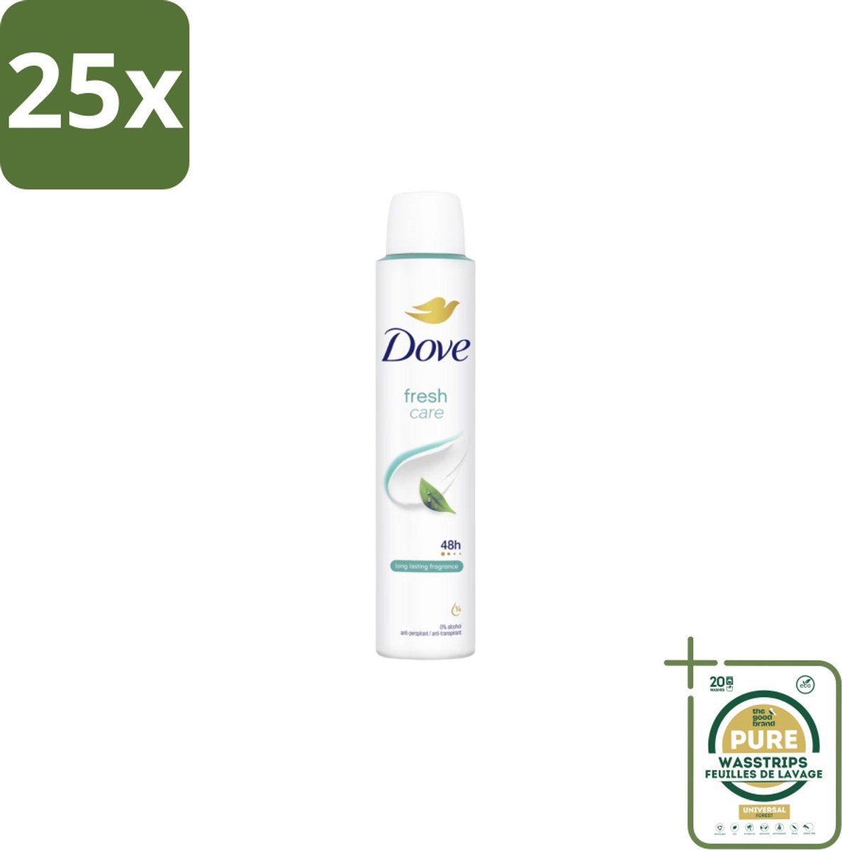 25 x Dove – Deodorant Spray – Fresh Care – 200 ml - Grootverpakking - Anti-transpirant Spray - Zweetvermindering - Geurvermindering - Fris - Geur