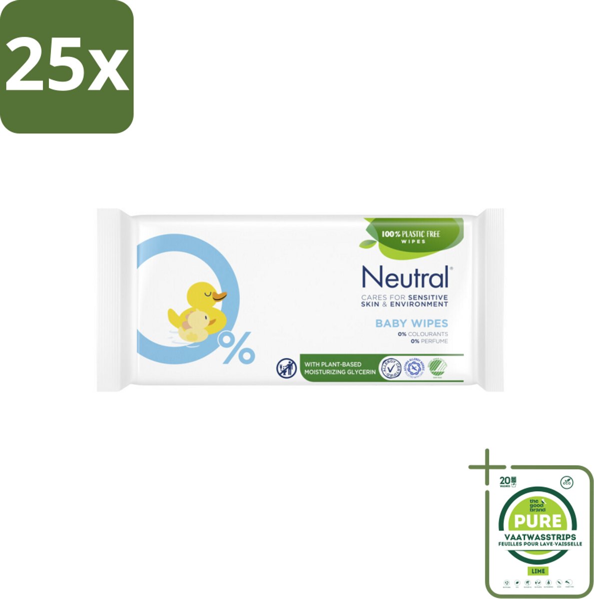25 x Neutral Billendoekjes 52 doekjes - Grootverpakking - Baby Billendoekjes - Zachte Billendoekjes - Hypoallergene Billendoekjes - Babyhuid - Babyverzorging