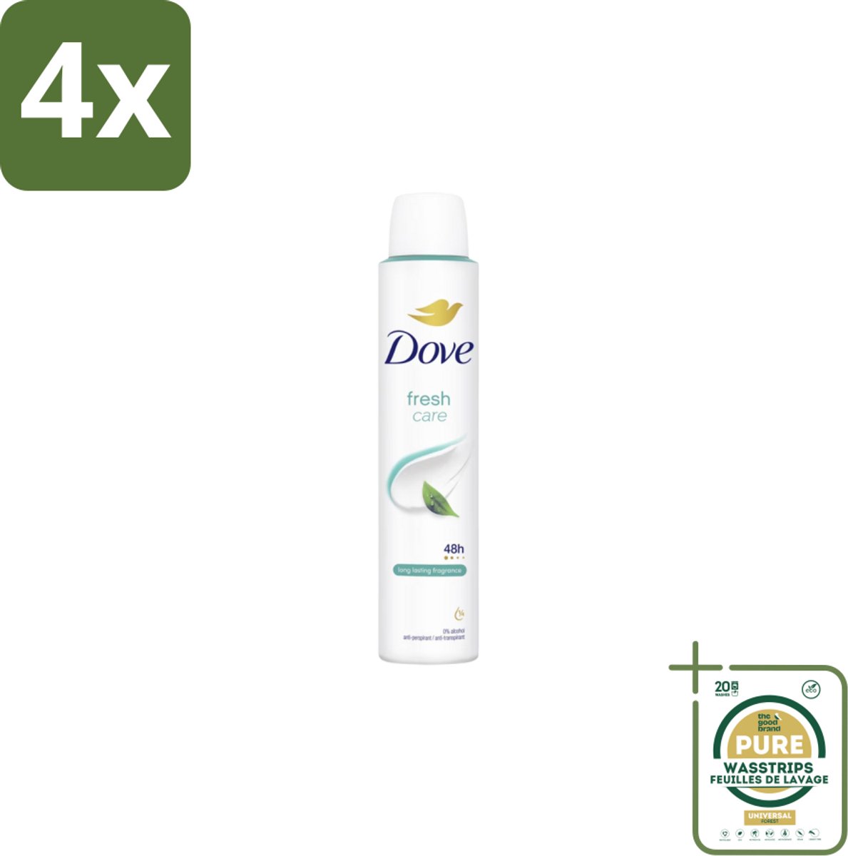 Dove – Deodorant Spray – Fresh Care – 200 ml - Voordeelverpakking - 4 stuks - Geurvermindering - Fris