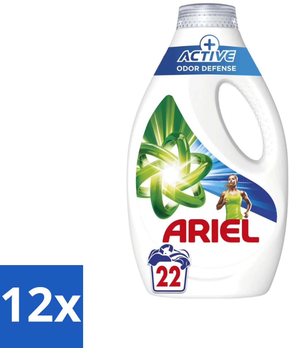 Ariel – Vloeibaar Wasmiddel – Active Odor Defense – 990 ml – 22 wasbeurten - Voordeelverpakking - 12 stuks