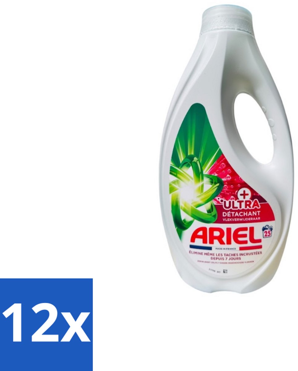 Ariel – Vloeibaar Wasmiddel – Ultra Vlekverwijderaar – 1125 ml – 25 wasbeurten - Voordeelverpakking - 12 stuks