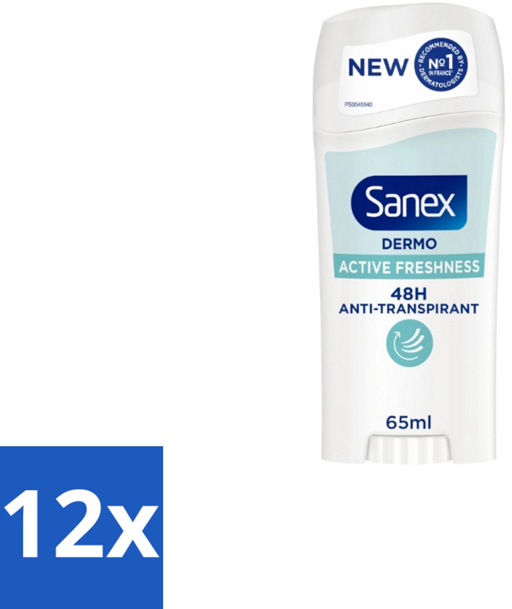 Sanex – Deodorant Stick – Dermo Active Freshness – 65 ml - Voordeelverpakking - 12 stuks