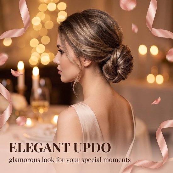 Natuurlijke valse haarknot met elastiek voor dames, eenvoudig te stylen, gladde synthetische haarverlengingen voor extra volume en een trendy look, kleur 12H24 — afbeelding 2