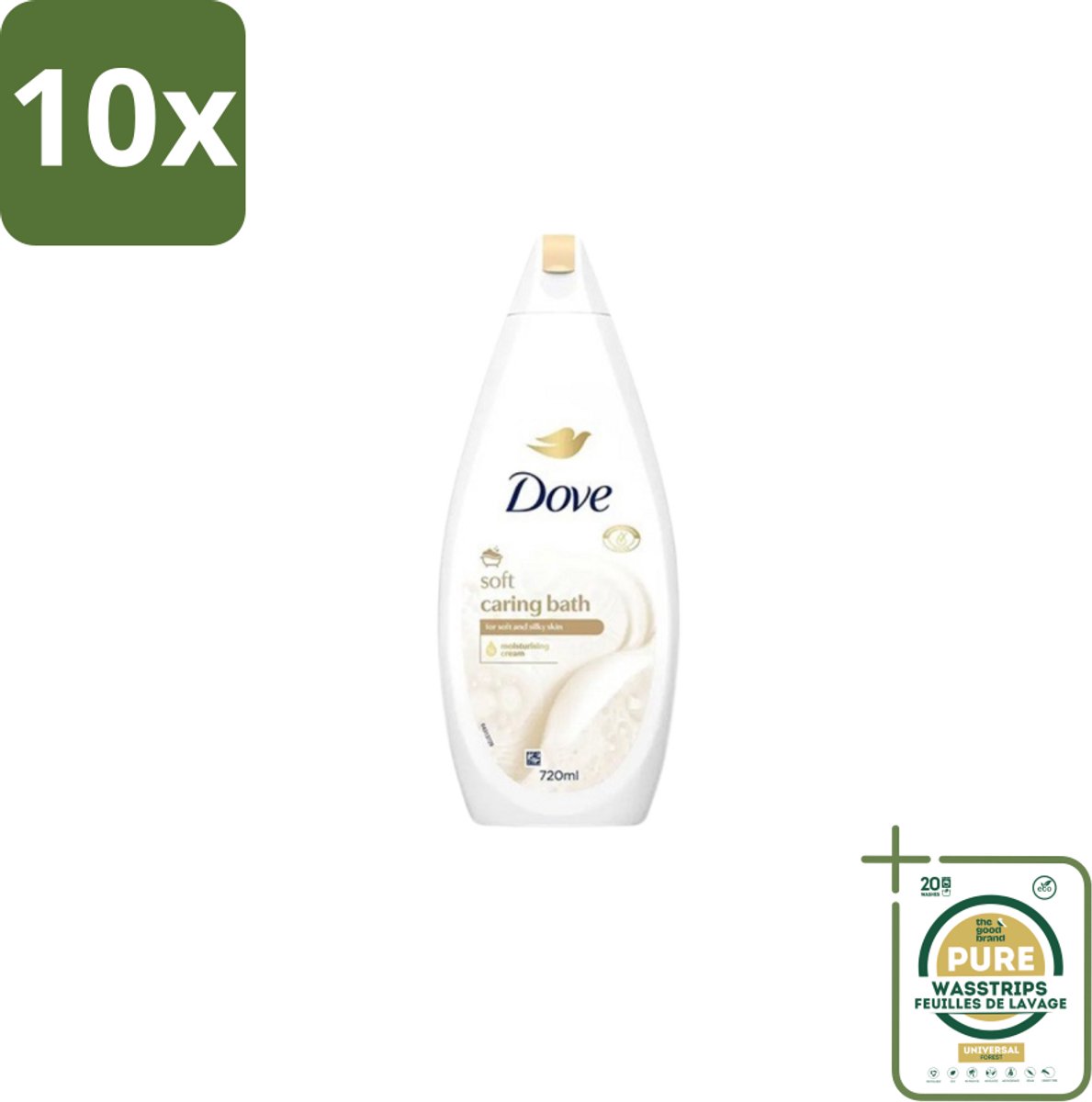 10 x Dove – Badcrème – Soft – 720 ml - Grootverpakking - Douchegel - Zachte Reiniging - Zijdezachte Huid - Glycerine - Schuim