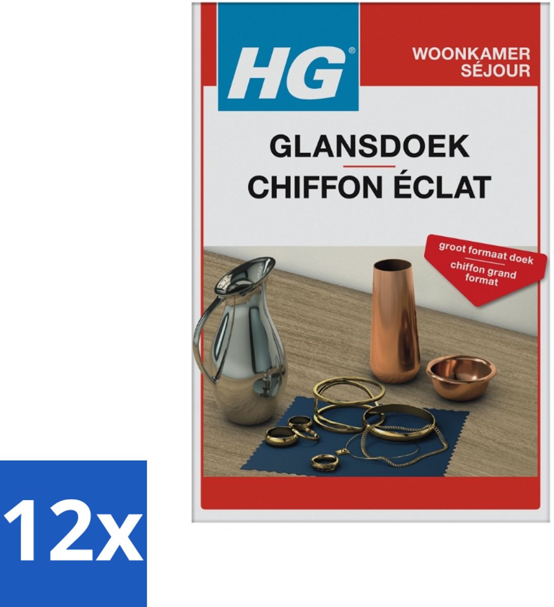 12 x HG Zilver Glansdoek - Zilver Poetsdoek - Zilver Schoonmaken - Zilver Glans - Zilver Onderhoud - Zilver Reiniging