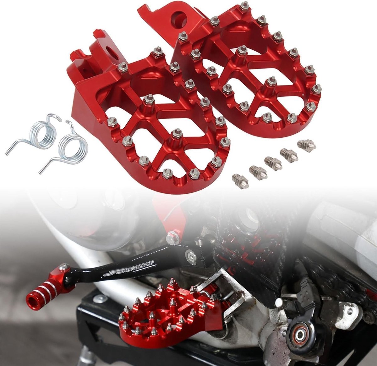 MX Large Voetsteunen voor Motocross Pedalen Geschikt voor CR125, CR250, CRF150R, CRF250R, CRF450R en Meer - Duurzaam, Lichtgewicht en Verbeterde Grip