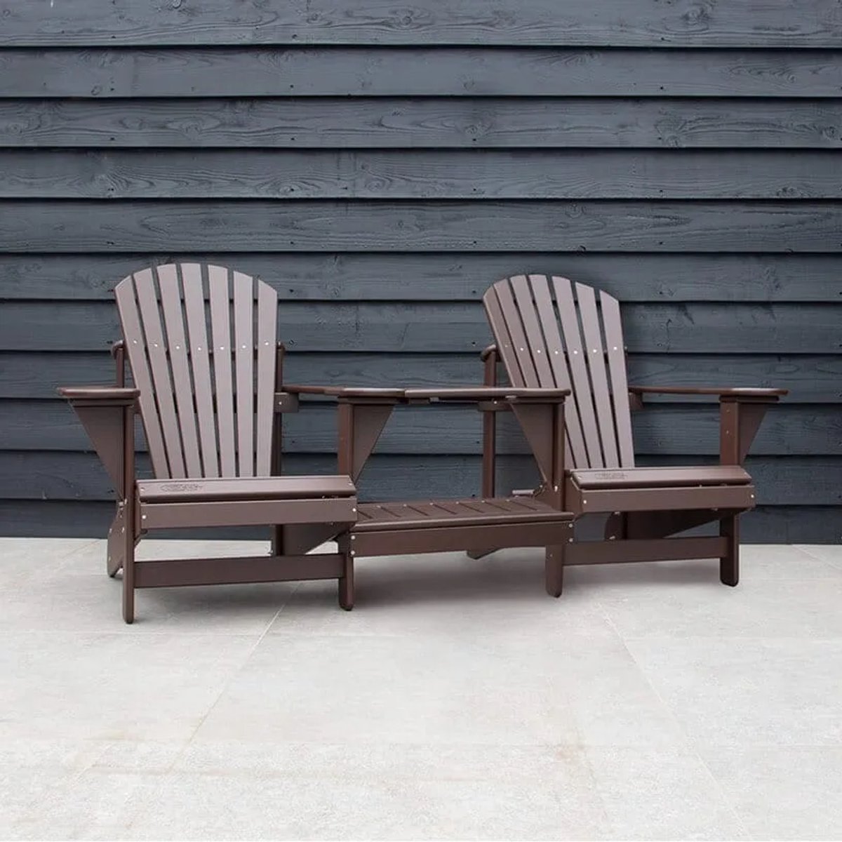 Originele Adirondack Tete-a-tete Tuinbank | Kunststof | Donkerbruin | 10 jaar garantie | Binnen 2-5 werkdagen geleverd | Canada Comfy Chair