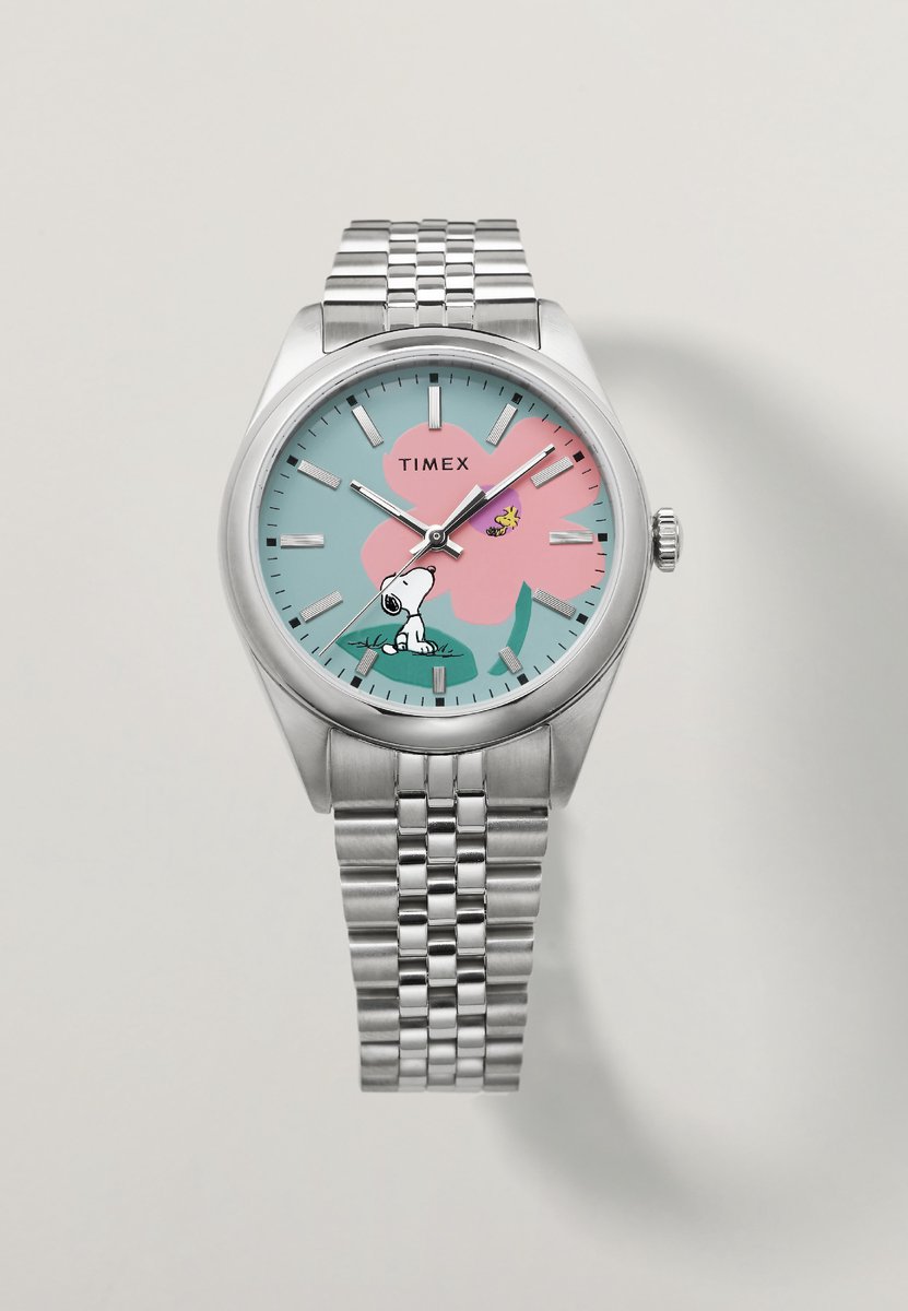 Timex Peanuts X Timex Legacy Snoopy With Flower Dial 36Mm Stainless Steel Bracelet Watch Quartz Analoog Horloge Zilverkleurig Kast Gemaakt Van 100% Roestvrij Staal En Een Armband Van 100% Roestvrij Staal 36 TW2Y52600AJ