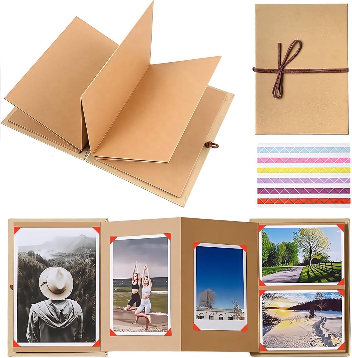Vouwbaar DIY Scrapbook Fotoalbum 12x18 cm met Fotohoeken voor Creatieve Herinneringen