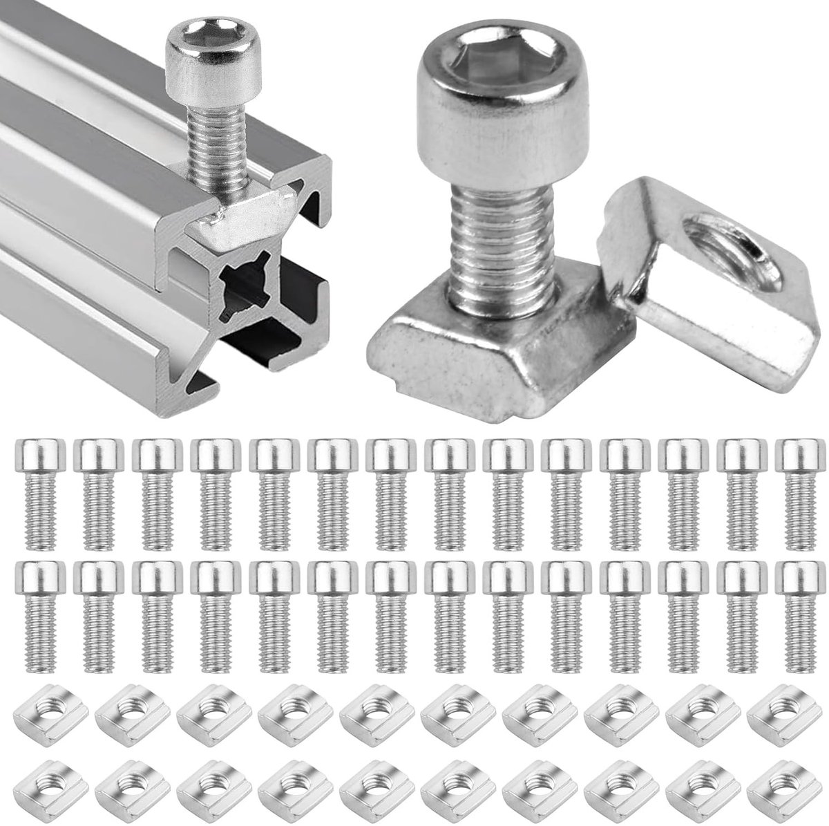 40 Stuks Cambricks M5 voor 6mm T-Slot Profiel 2020 - Bevestigingsmateriaal, Aluminium Profielen, Bouwaccessoires