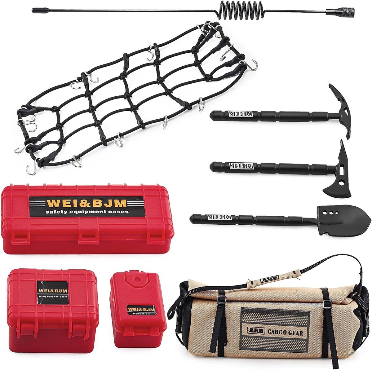 Uitgebreid Accessoire Set voor 1/10 RC Crawler - Inclusief 9 Onderdelen in Rood en Wit