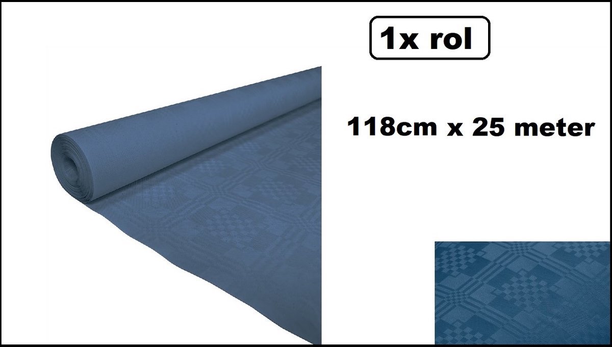 1x Luxe Tafelkleed op rol donker blauw met relief 118cm x 25 meter papier - diner kerst food festival eten fun thema feest party
