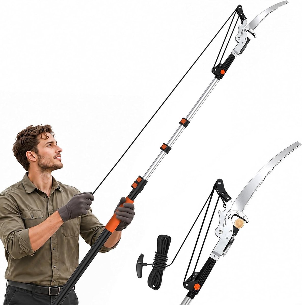 Telescopische Takkenzaag 8m - Professionele Snoeizaag met Duurzame Steel voor Efficiënt Snoeien van Takken en Heggen