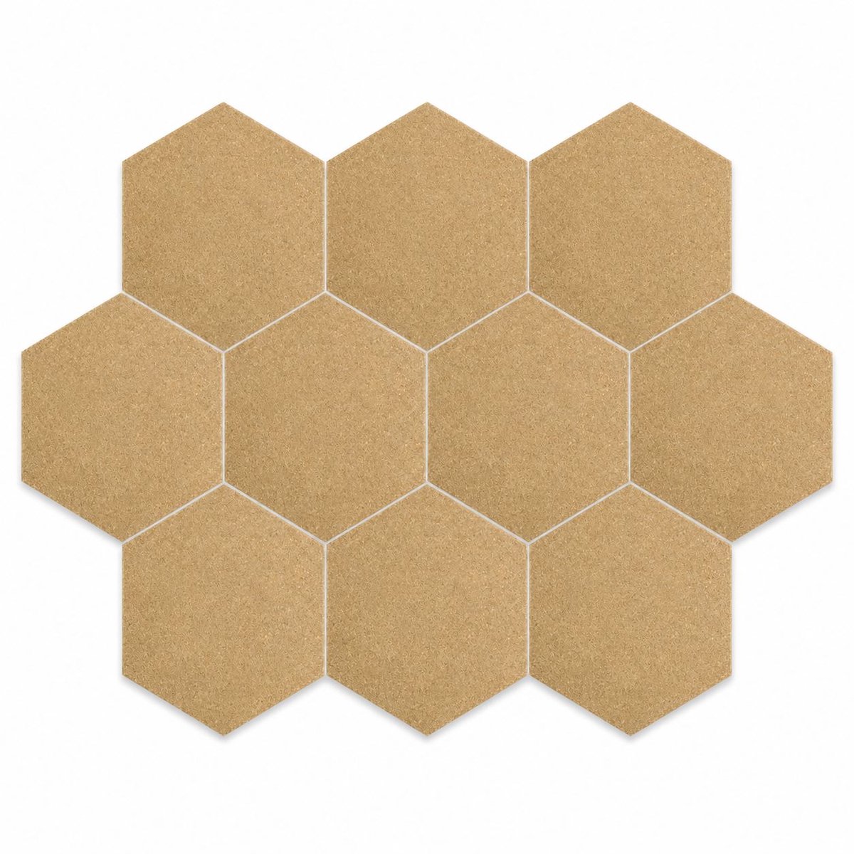 YYchan Vilt Prikborden - Zeshoekig Memobord - Inclusief 50 Gekleurde Punaises - 30 x 26 cm - Longan-bruin