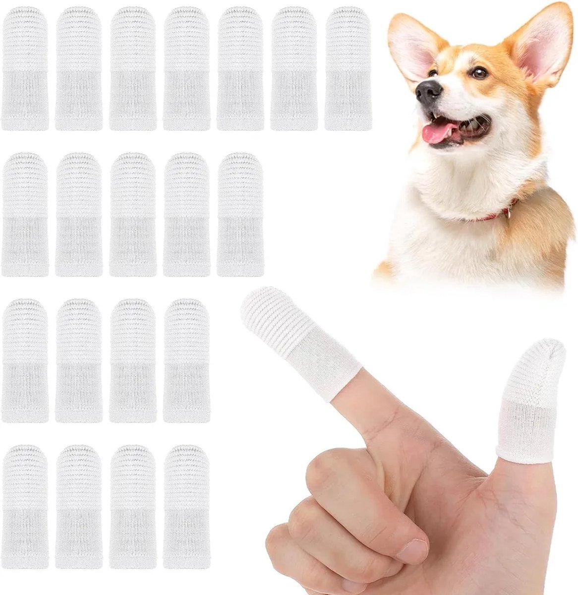 Een set van 20 tandenborstels Geschikt voor honden, 360° draaibare tandenborstels, wasbare schoonmaakhandschoenen en tandenborstels Geschikt voor katten.