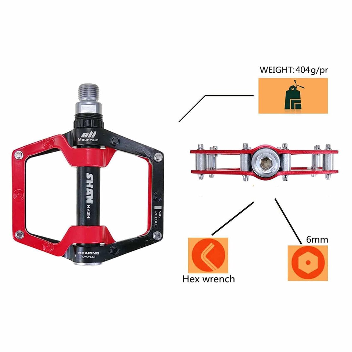 Mountain Bike Pedalen, Aluminium Alloy fiets pedalen, 9/16 “verzegelde lagering anti-slip pedaal, lichtgewicht weg - ShopVlot