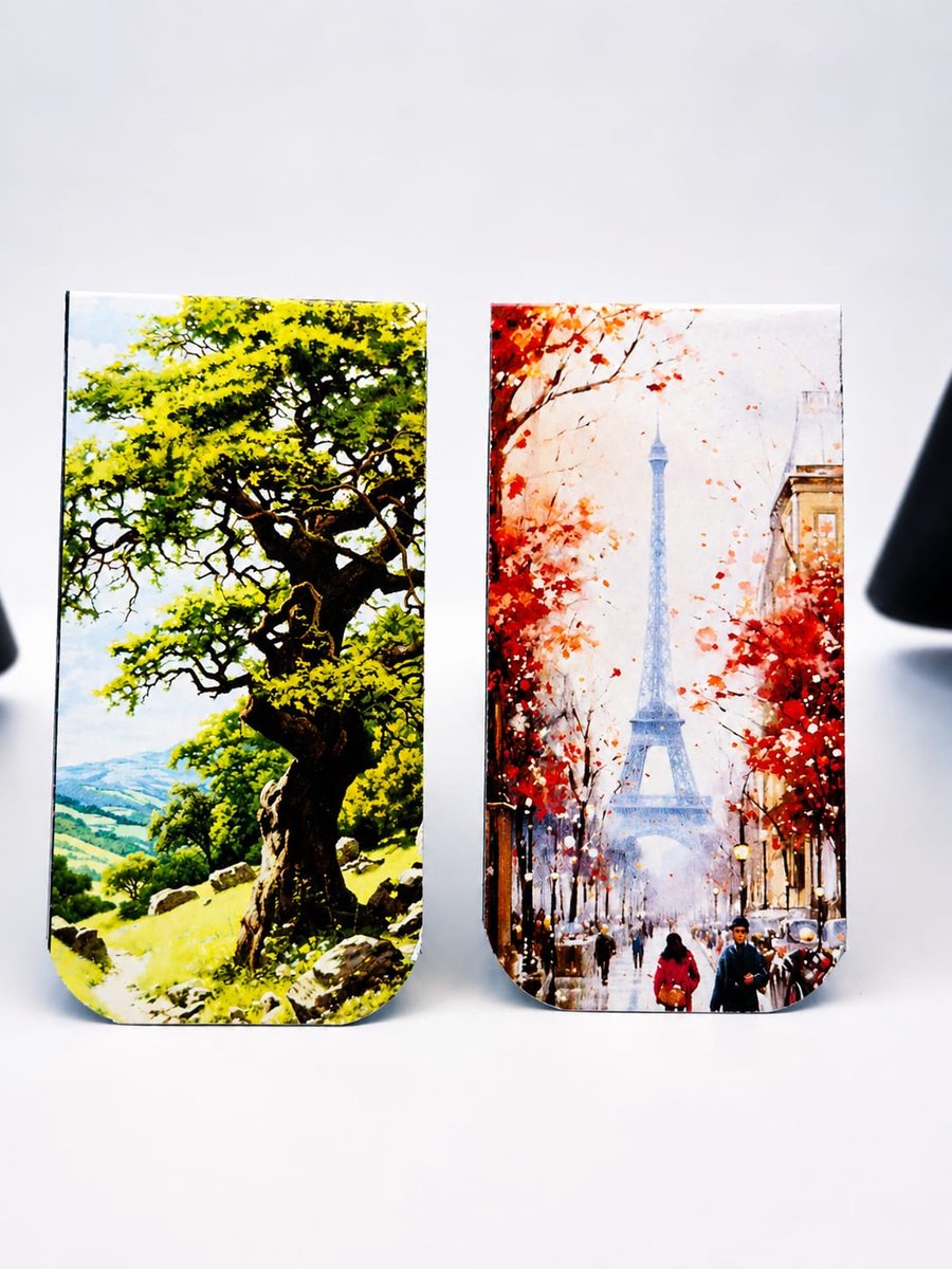 Viwado Magnetische Boekenleggers 6 Stuks – Magnetische Bladwijzers Set – Sterke Magneet – Natuur, Landschap, Zee, Bloesem & Parijs – Boekenlegger Cadeau voor Boekenliefhebbers — cadeau in Boeken - foto 3