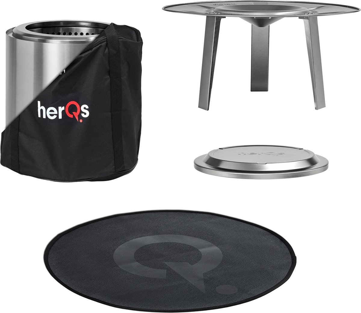herQs Cozy Complete Bundle - Cozy Firepit + Accessoires voordeelbundel - Rookloze vuurkorf - Geurloze vuurkorf