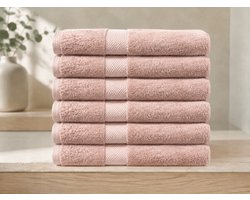 The Linen Room Handdoeken – 50 x 100 cm – Set van 6 – 100% Katoen – 650 GSM Dubbelgetwijnd 20/2 Garen – OEKO-TEX® – Extra Zacht & Hoog Absorberend – Oudroze