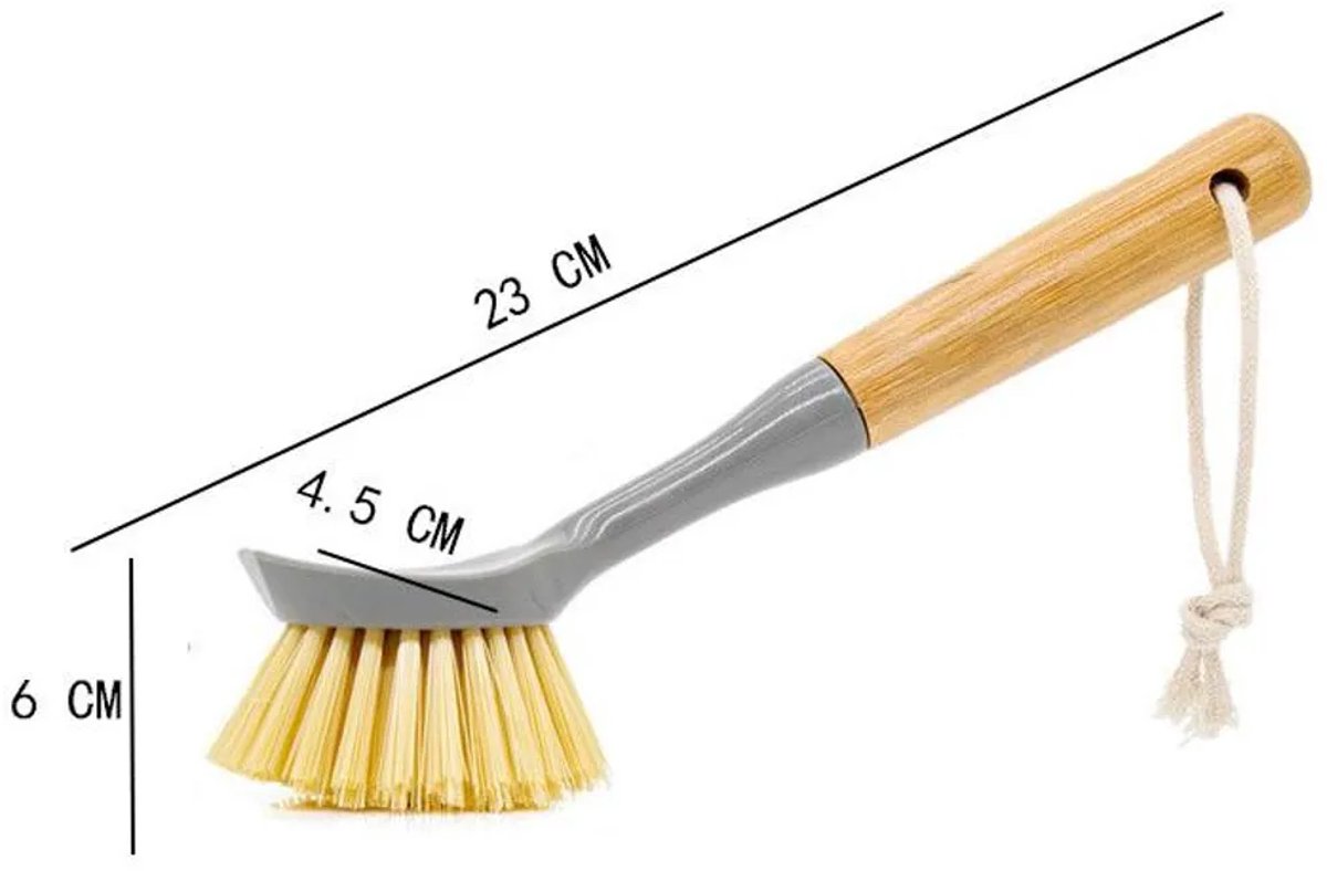 Afwasborstels Geschikt voor schraperfunctie, set van 2, Geschikt voor bamboe handvat, Geschikt voor potten, pannen en servies, te gebruiken in de gootsteen en op het fornuis.
