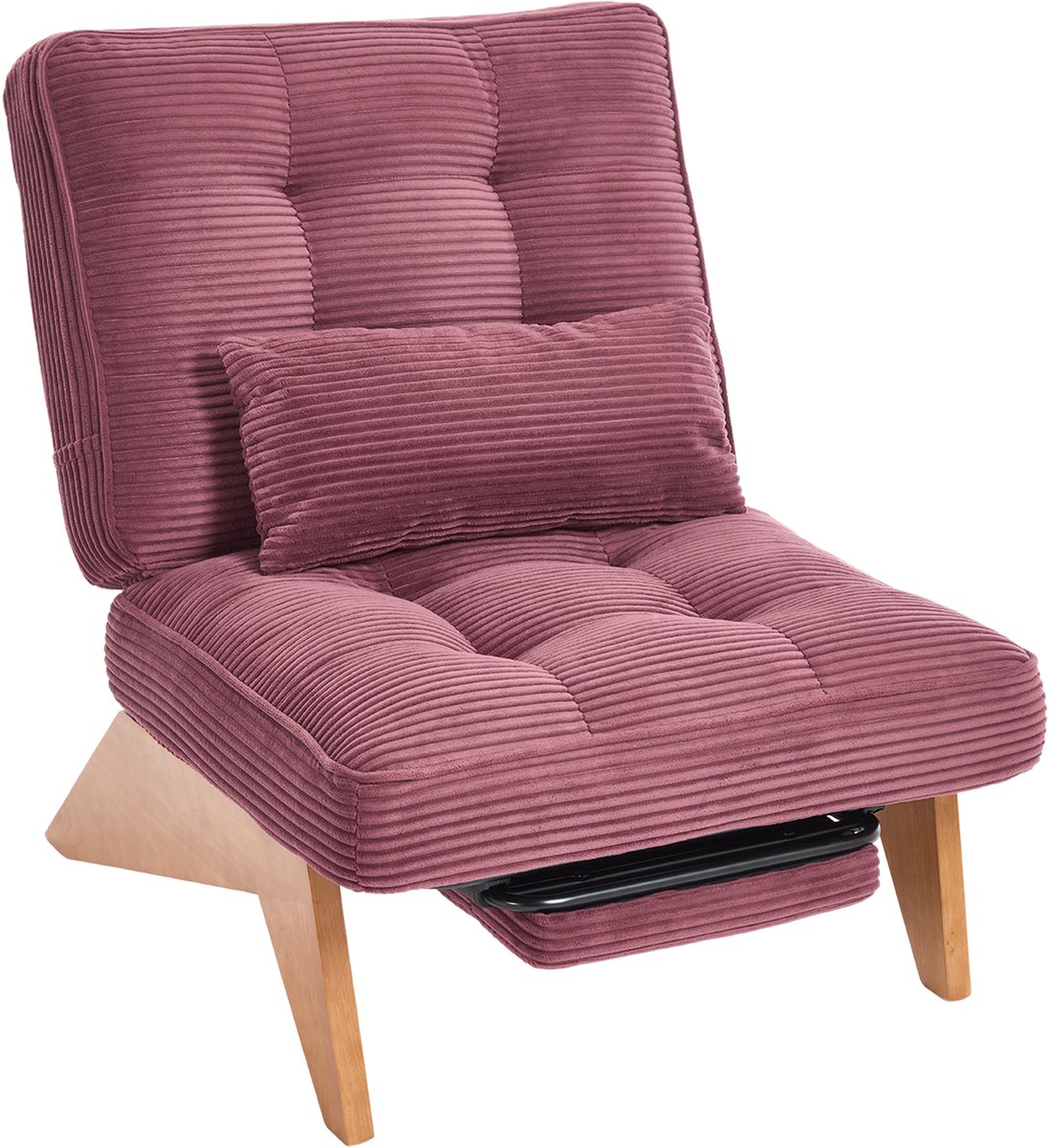MUVANO Fauteuil met voetenbank - Loungestoel - Relaxzetel - 127x73x90cm - Verstelbare rugleuning - Woonkamer - Bordeauxrood corduroy WIJNROOD