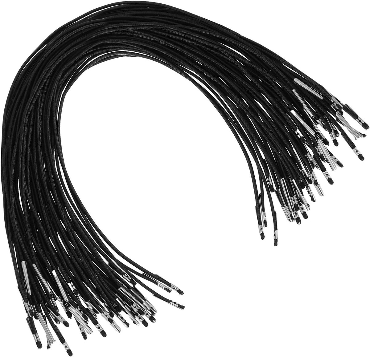 50 Stuks Elastische Koorden met Metalen Einden, Zachte Rekbare Lussen voor Maskers, DIY en Feesthoedjes, Perfect voor Creatieve Projecten en Handwerk