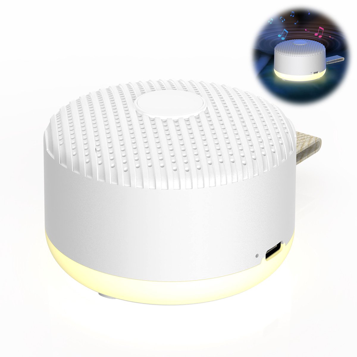 White noise machine - Witte ruis apparaat - TENZHVXI® - 12 geluiden - 20 uur batterijduur - 3 lichtintensiteitsniveaus - Draagbaar - Timer - Oplaadbaar - Geheugenfunctie - Slaapbevorderend - Voor thuis en op reis - Wit