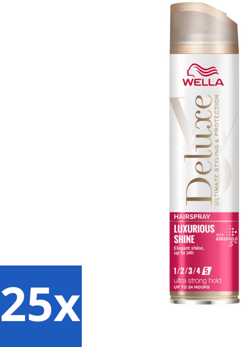 25 x Wella – Deluxe Luxurious Shine – Haarspray – 250 ml - Haarspray - Glans - UV Bescherming - Anti-pluis - Hittebescherming