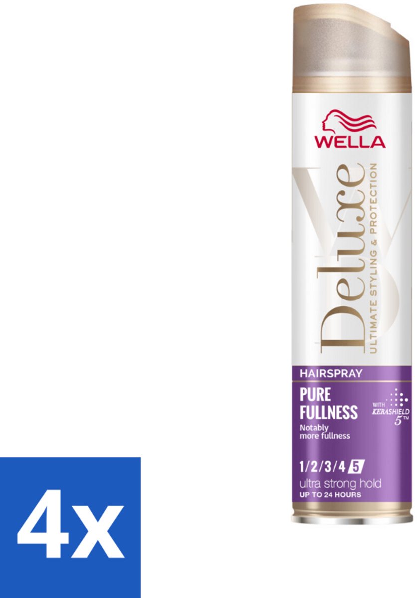 4 x Wella – Deluxe Pure Fullness – Haarspray – 250 ml - Haarspray - Volume - Glans - Hittebescherming - UV Bescherming