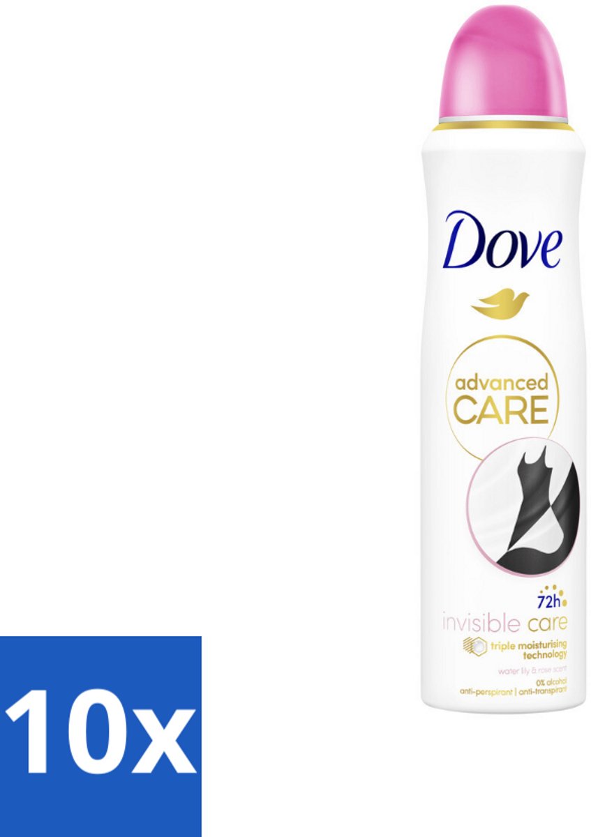 10 x Dove – Deodorant Spray – Invisible Care – 150 ml - Anti-transpirant Spray - Zweetvermindering - Geurvermindering - Onzichtbare Strepen - Huidverzorging