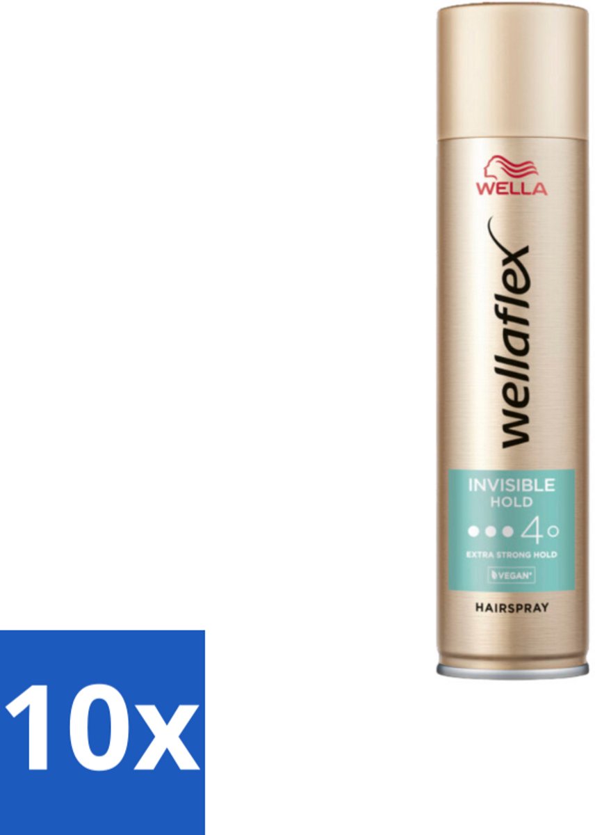 10 x Wella – Flex Invisible Hold – Haarspray Extra Strong – 250 ml - Haarspray - Haar Fixatie - Flexibele Hold - Extra Sterke Hold - Natuurlijke Look