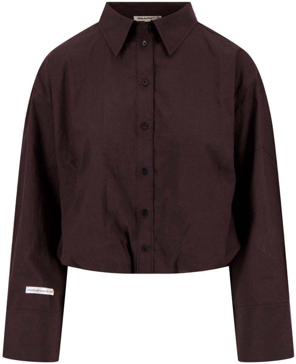 Zusss Blouse Ballon Blouse Lm 0309 0065 1041 Dark Choco Dames Maat - XL