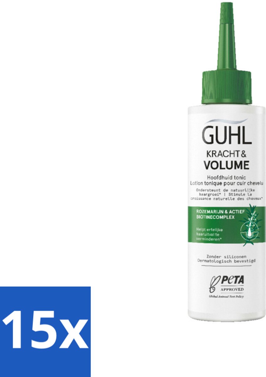 15 x Guhl – Scalp Tonic – Kracht & Volume – 125 ml - Haaruitval - Haargroei - Haar Stimuleren - Biotine - Rozemarijn