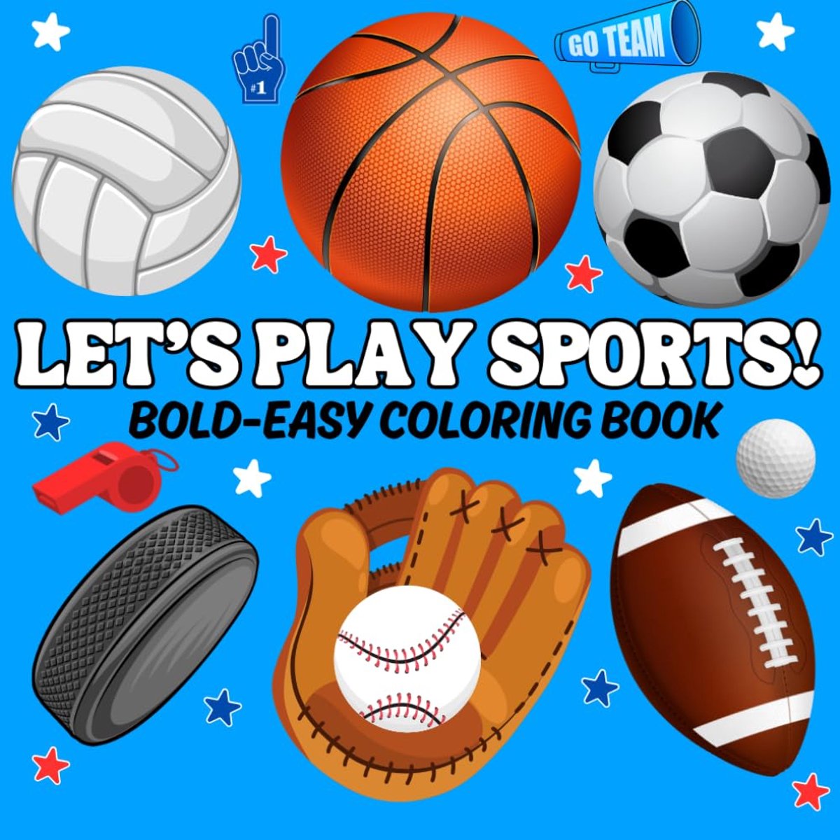 Let's Play Sports: Big, Bold & Easy Sports Coloring Fun for Kids Ages 3–7 – Color Footballs, Basketballs, Soccer & - ShopVlot