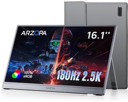 Arzopa Z3FC Portable Monitor 16,1 inch - 2.5K QHD IPS - 180Hz Gaming - 400 nits - 107% sRGB - FreeSync - 2xUSB-C - HDMI 2.0 - Premium Aluminium